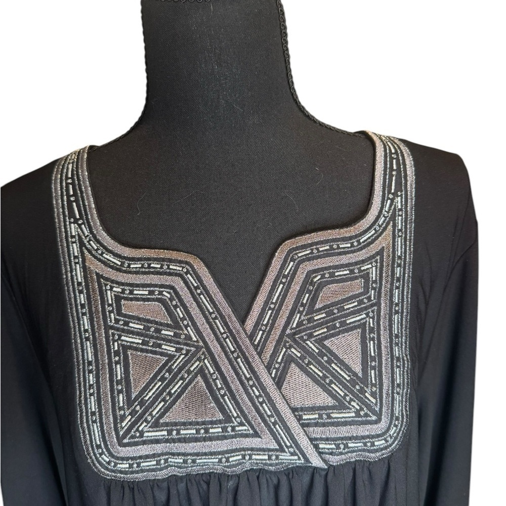 Bob Mackie Women’s Wearable Art Black/Silver Embroidered Size L 3/4 Sleeve Z82 - Picture 4 of 8
